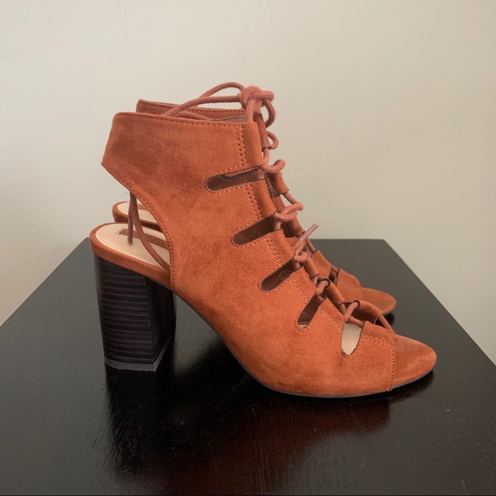 Lace-Up Peep-toe Booties
